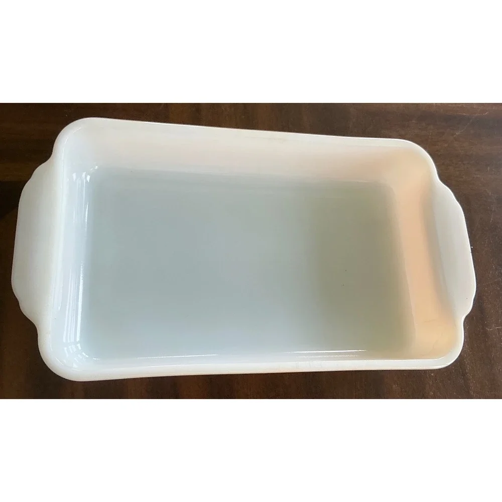 Vintage Fire-King Anchor Hocking White Milk Glass Rectangular Baking Pan 12.5
